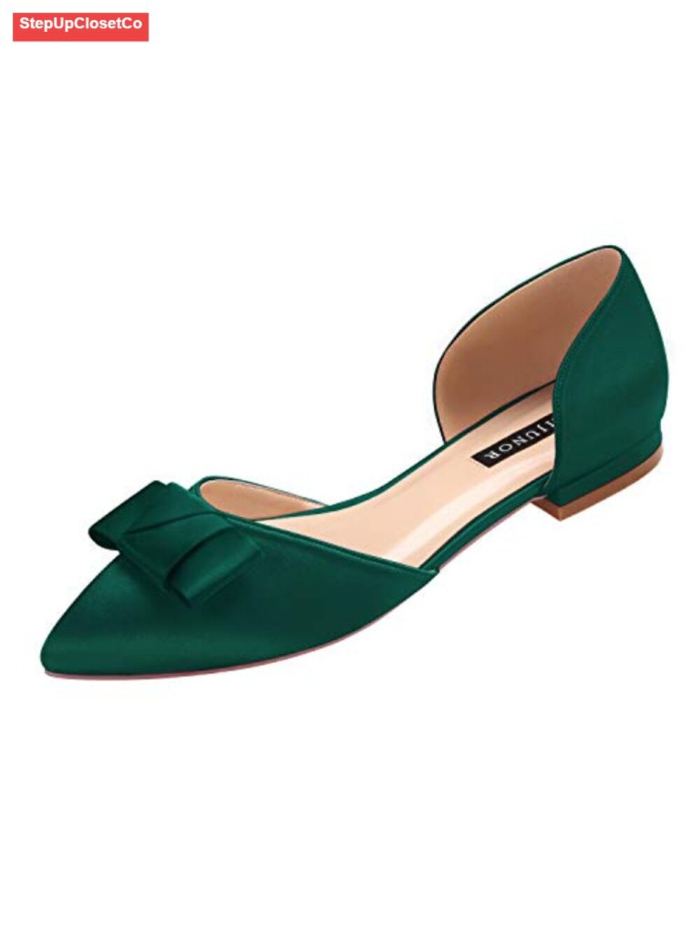 Low Heel Wedding Flats with Bow Knot D'Orsay Pointy Toe
